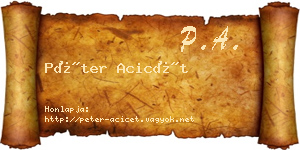 Péter Acicét névjegykártya